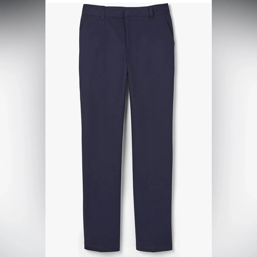 French Toast Boys' Relaxed Fit Navy Blue Twill Pant w/Adjustable Waist 10 Slim